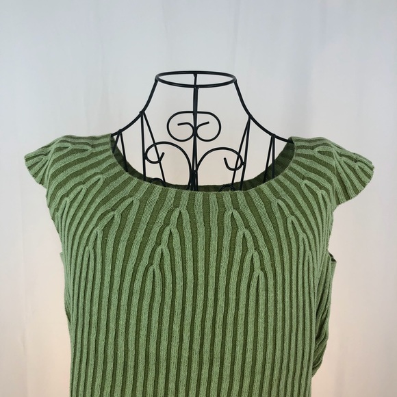 Jeanne Pierre ribbed Cotton knit cap sleeve top M - Picture 2 of 5